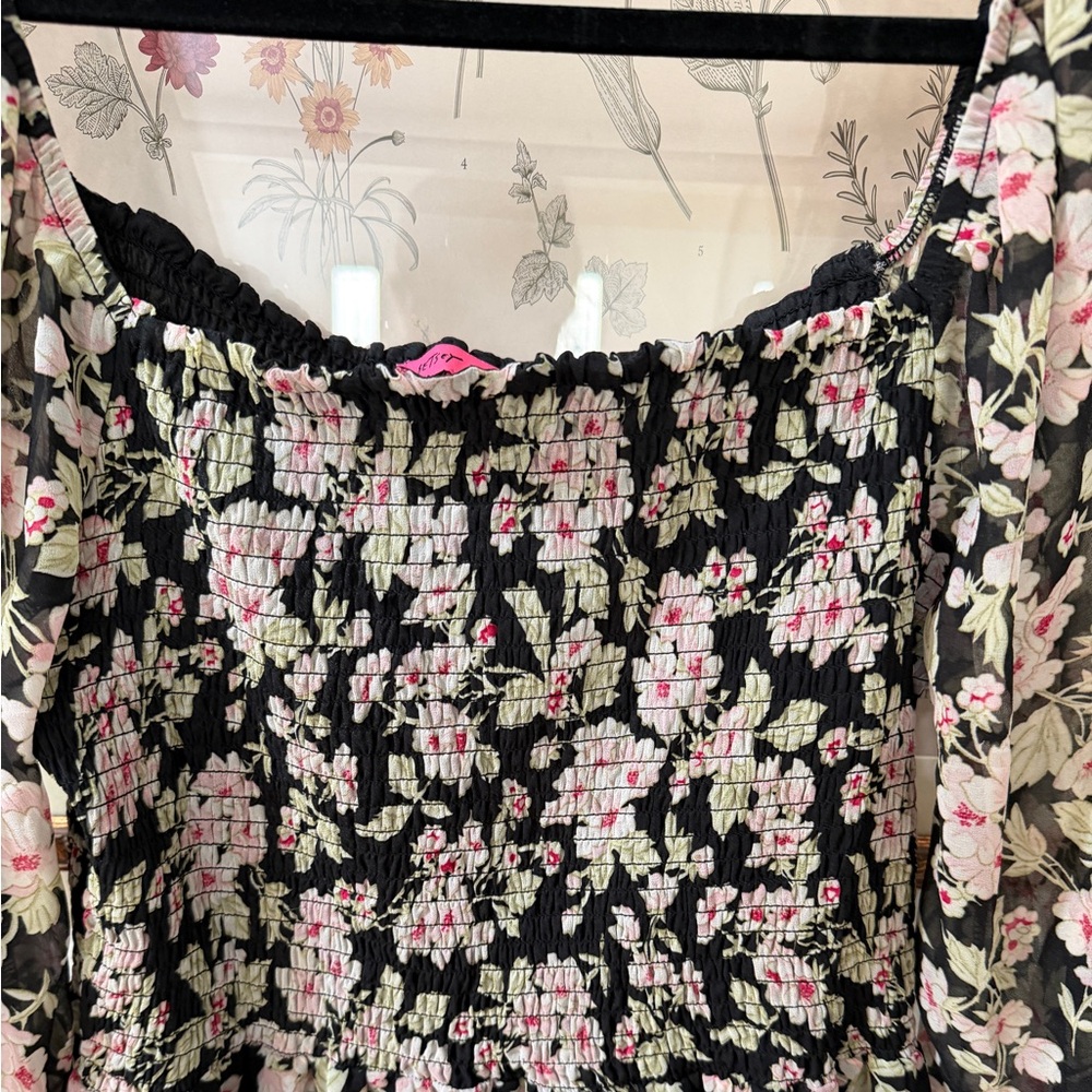 EUC Betsy Johnson Floral Black and Pink Women's Dress - Picture 4 of 6
